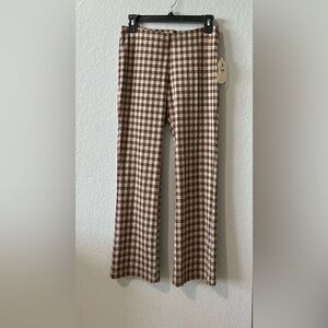 Altard State Gingham Flare Pants Brown Ivory NWT Size M Made USA Boho